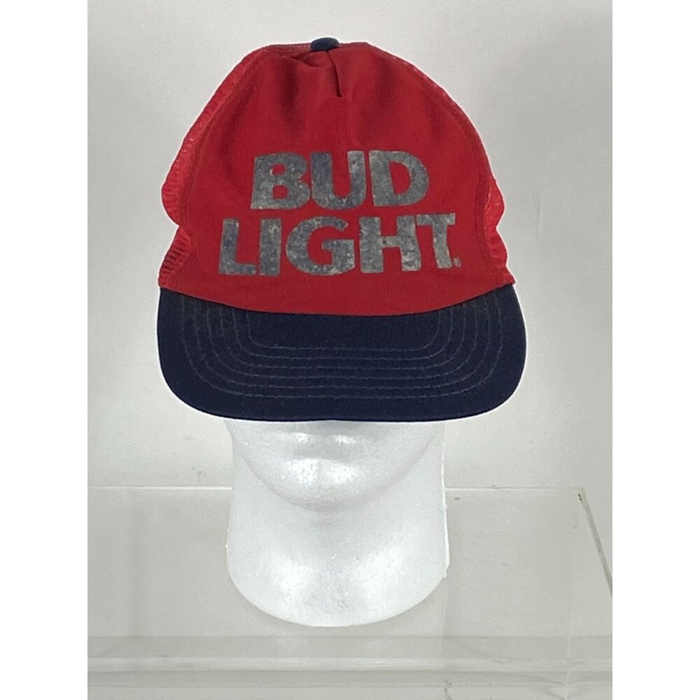 Vintage Bud Light Trucker Mesh Snapback Hat Cap Red/Navy Blue One Size F235